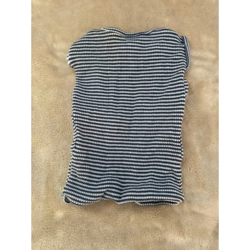 Disney Baby Mickey Mouse Pluto Striped Waffle Knit Vest Navy Blue White NB